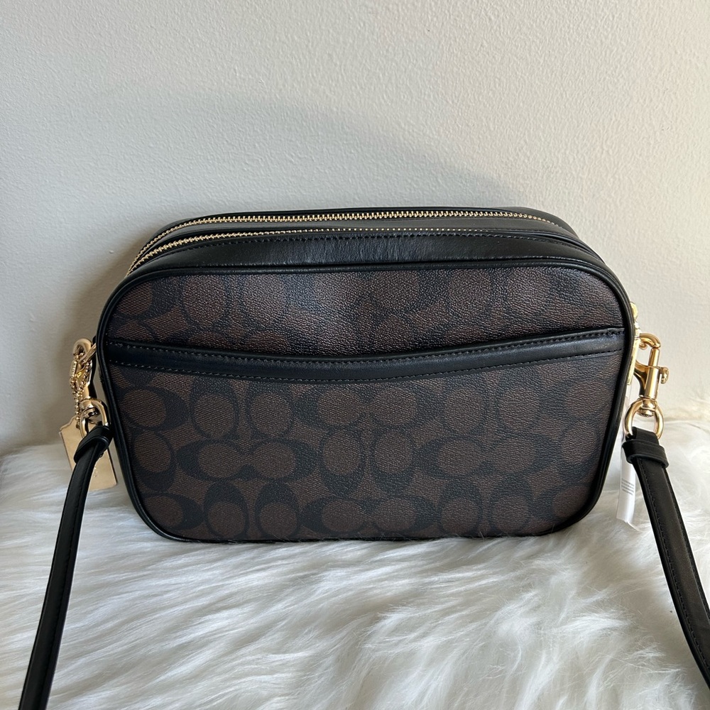 Coach Jes Crossbody Brown Black Signature Canvas Leather Bag‎ F68168 NEW - Picture 2 of 8